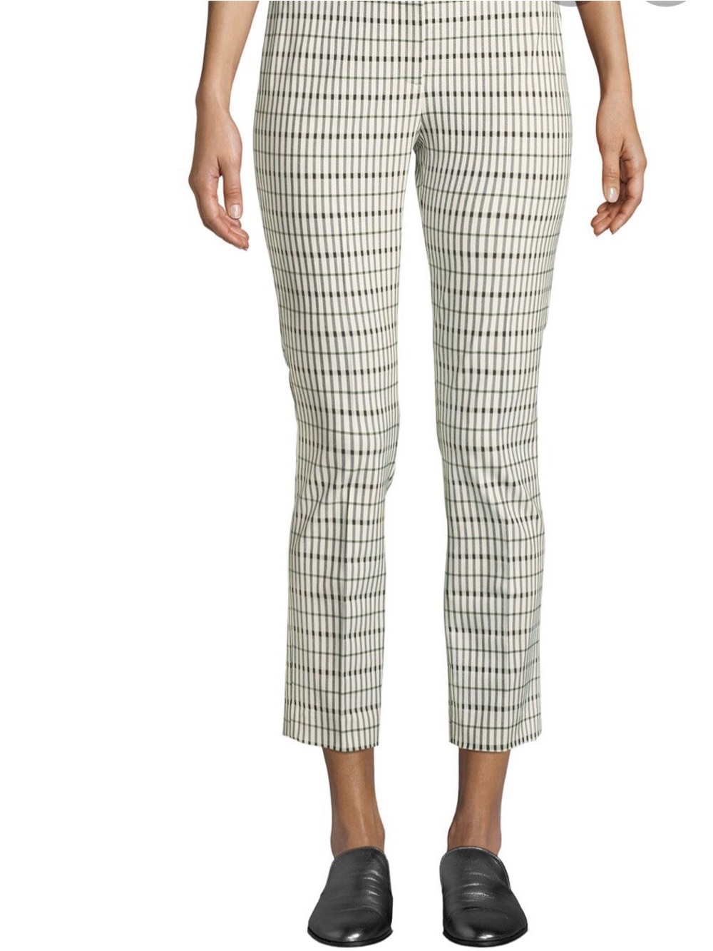 🌿🌺 Theory Classic Skinny Grid Crop Pants White Black 8 USA Luxury Chic EUC